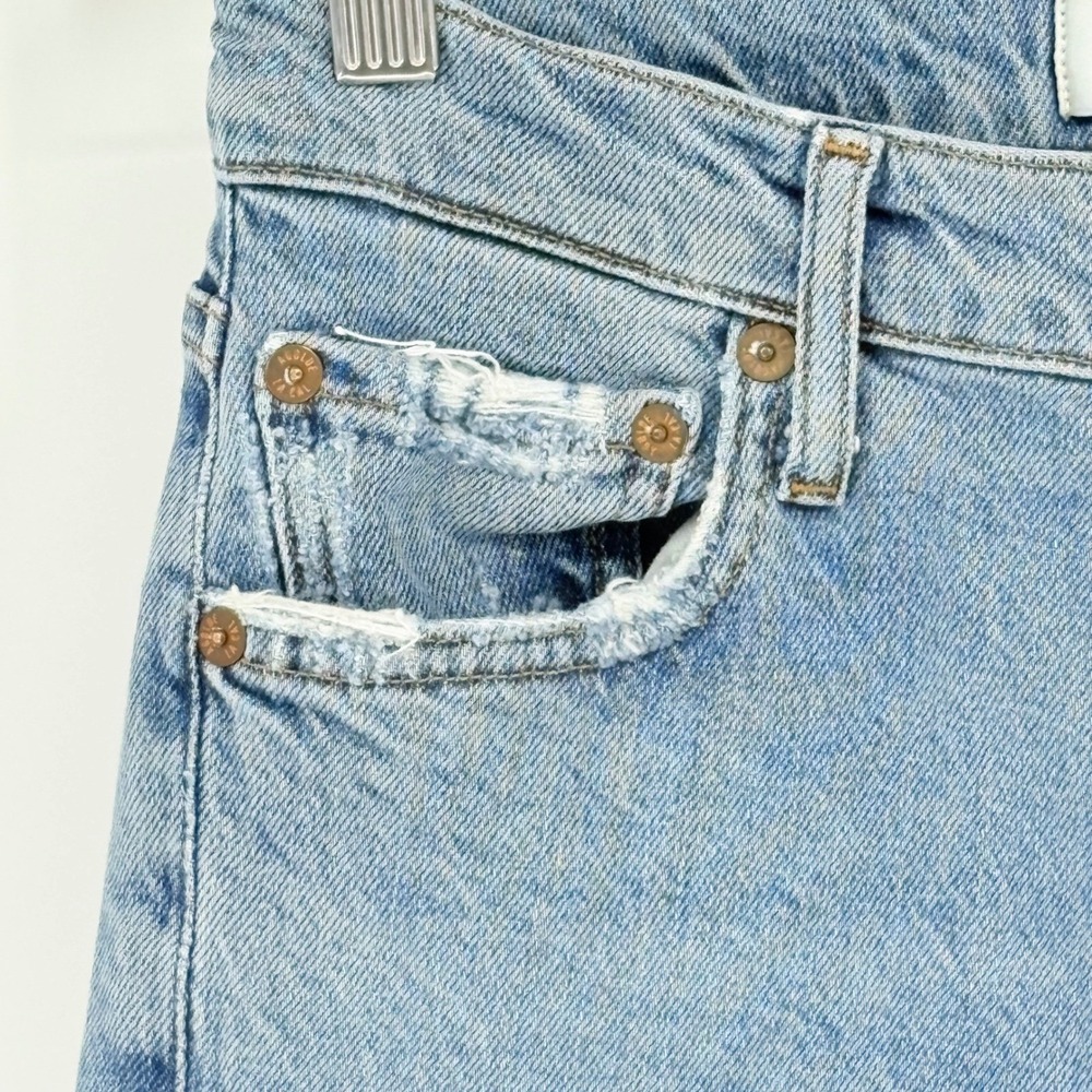 AGOLDE Nico High Rise Straight Leg Jeans Light Wash Distressed Raw Hem Size 25 - Picture 11 of 16